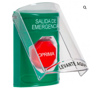 SS2129EX-ES Botón con escudo (STI-6517), Verde, montaje al ras para Interiores STI